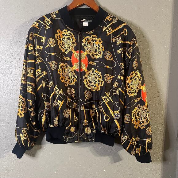 Ocean Accents Womens Small Polyester Jacket lightweight golf key pattern vtg - Picture 1 of 13